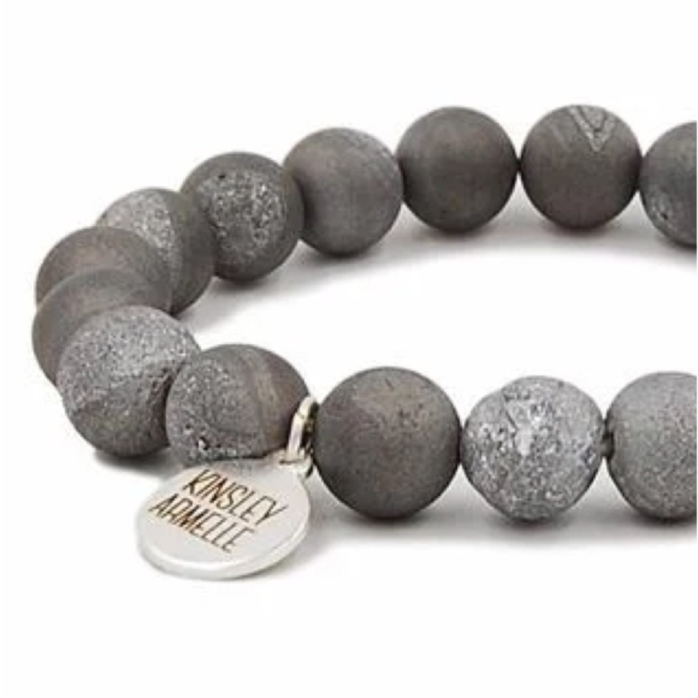 Kinsley Armelle Frost Silver Geode Bracelet – Agate & Druzy, Stretch